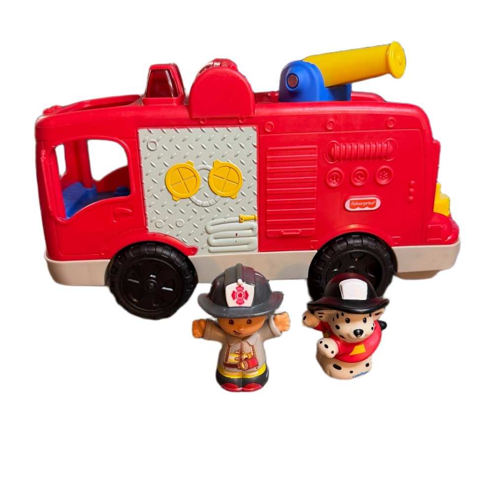 Fisher-Price Little People Fire Truck with Firefighter and Dalmatian Dog Set